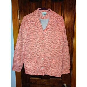 Prince Dallas Orange White Geometric Print Button Front Jacket Size 18